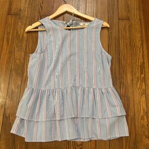 Vineyard vines Nicholas stripe sleeveless peplum top Bimini blue size small